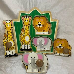 Elephant Wooden Toy with Pink Ears